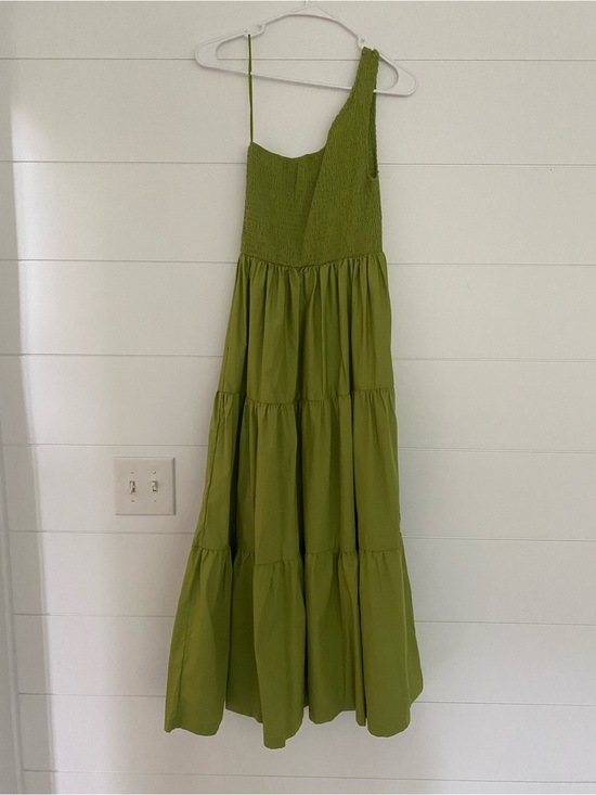 o.p.t Dresses & Skirts - Olive Green One-Shoulder Tiered Maxi Dress